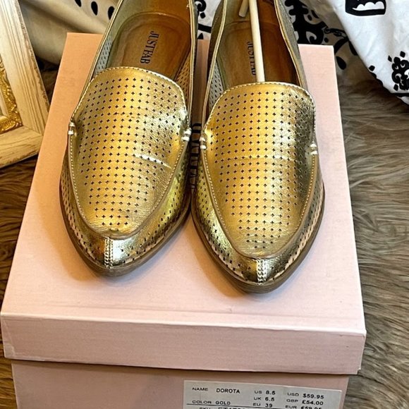 JustFab Shoes Gold Loafers Just Jab Poshmark